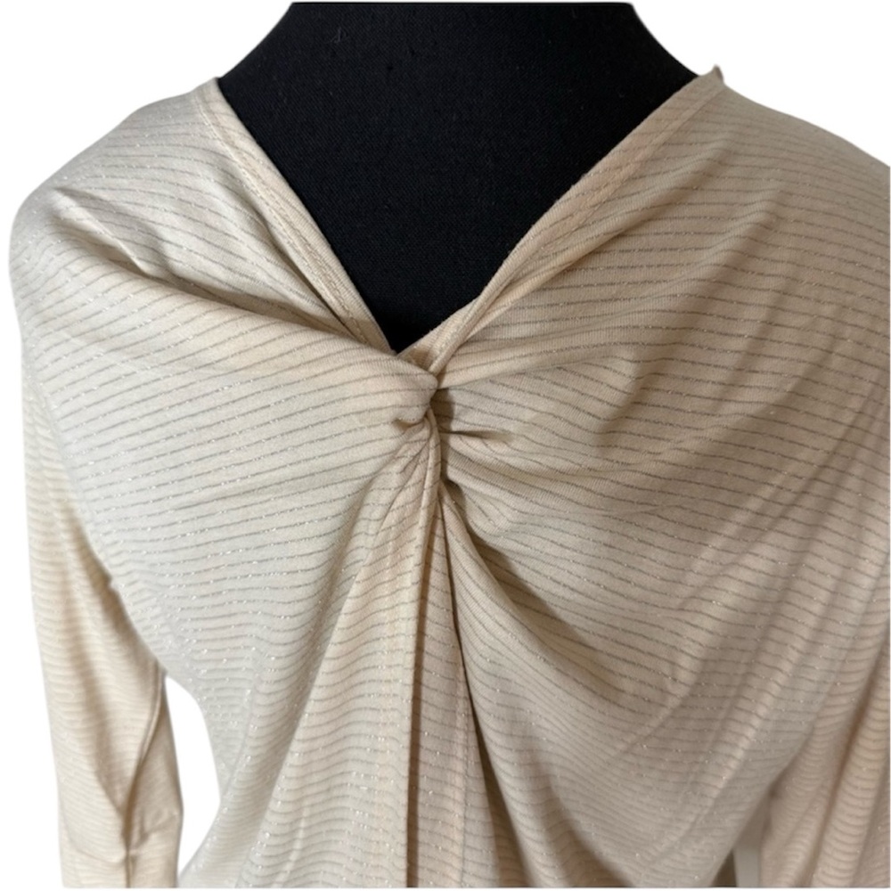 VERVE LEVELWEAR New Hannah Back Pleat Knot Sand Peach Metallic Stripes Medium